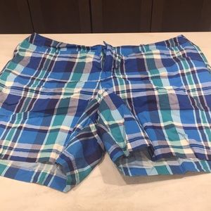 Blue & green plaid shorts